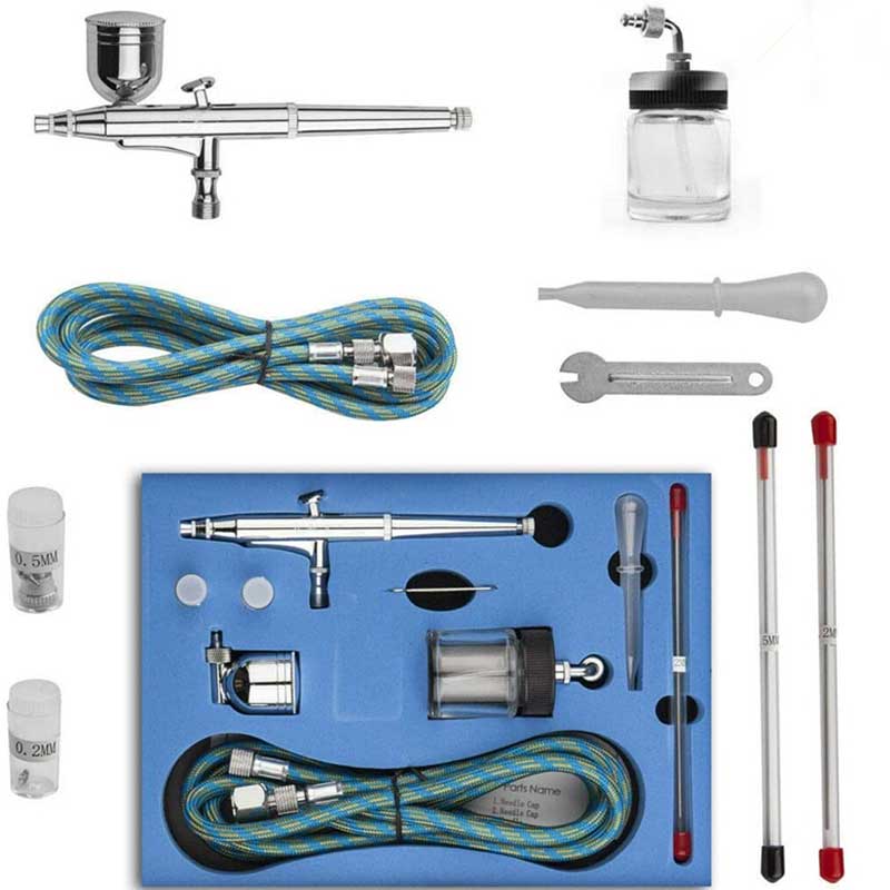 Yan Yem Airbrush Kiti 134K 0,2mm / 0.3mm / 0.5mm çift aksiyon Airbrush 7cc / 20cc fincan kek dekorasyonu için püskürtme tabancası, boyama, modelleme, çizim, araba boyası